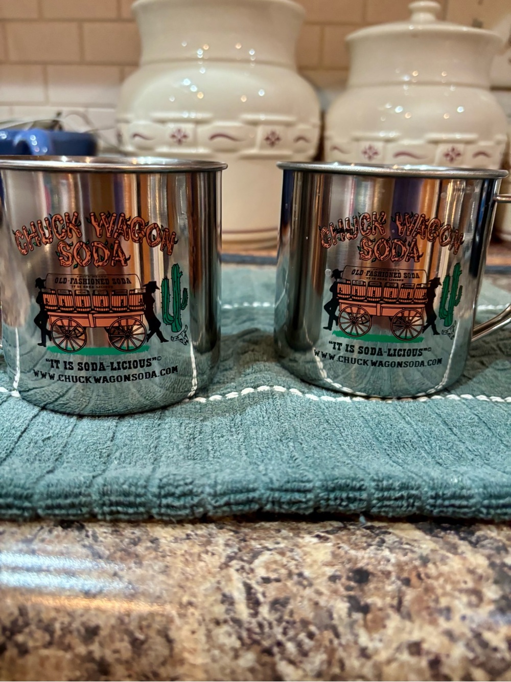 Stainless Steel Mug - Silver with Green & Orange Logo
